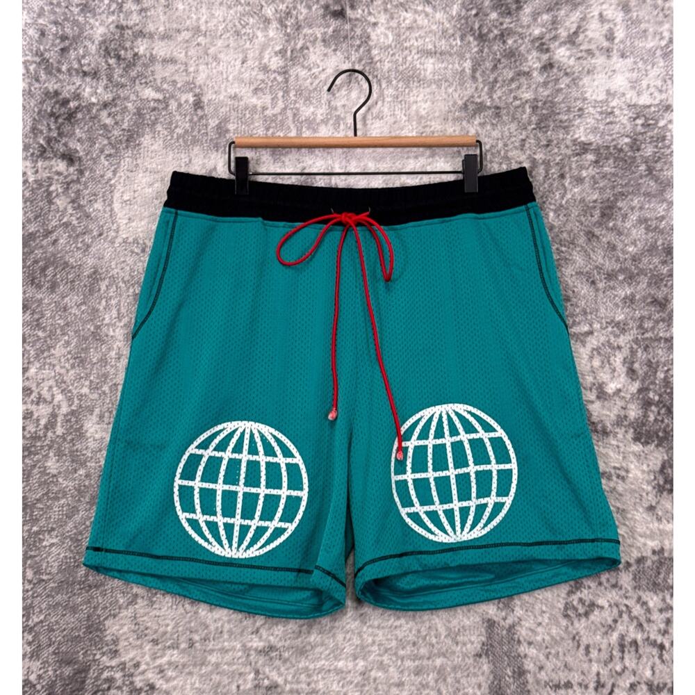 Diet Starts Monday Shorts XXL Mens Mesh Drawstring Waist Globe Graphic 6"
